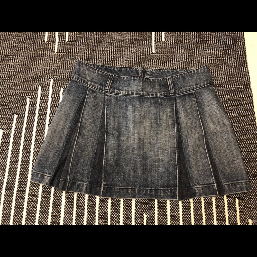 Denim Pleated Mini Skirt
